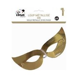 Loups Métallisés Or – Lot de 6 - 33181 - Masques Loup