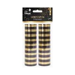 Rouleaux de Serpentins Or et Noir 4 m – Lot de 2 - 24370 - Cotillons