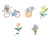 Piques à gâteau champêtre lot de 6 pas cher | Fiesta Factory