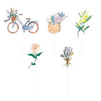 Piques à gâteau champêtre lot de 6 pas cher | Fiesta Factory