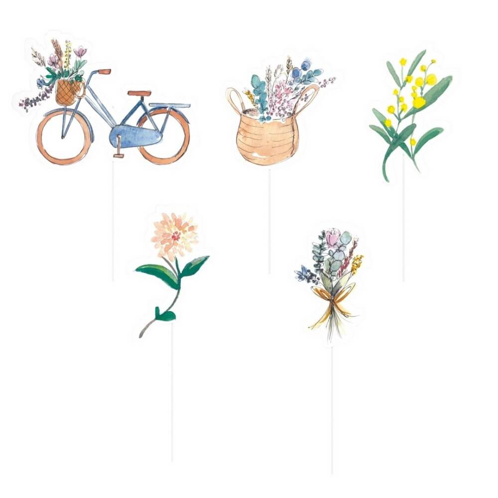 Piques à gâteau champêtre lot de 6 pas cher | Fiesta Factory