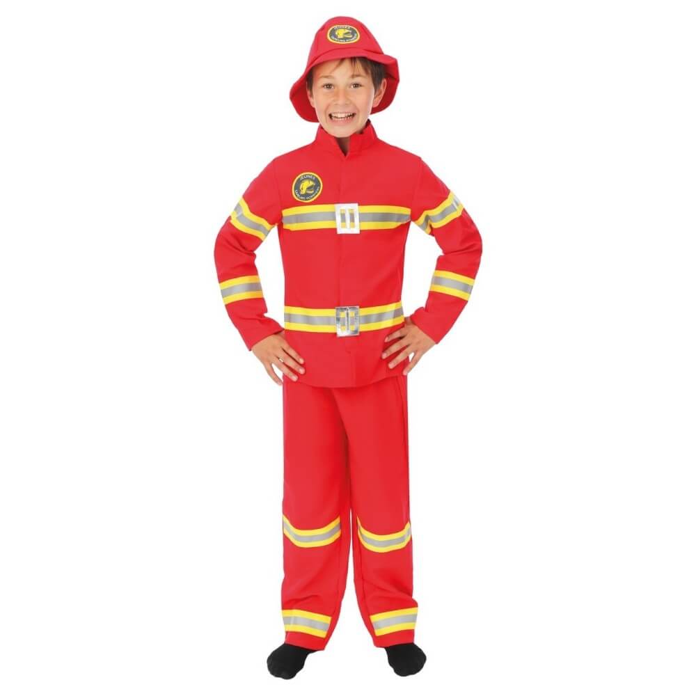 Costume Pompier Enfant Rouge – Déguisement Carnaval | Fiesta Factory à petit prix