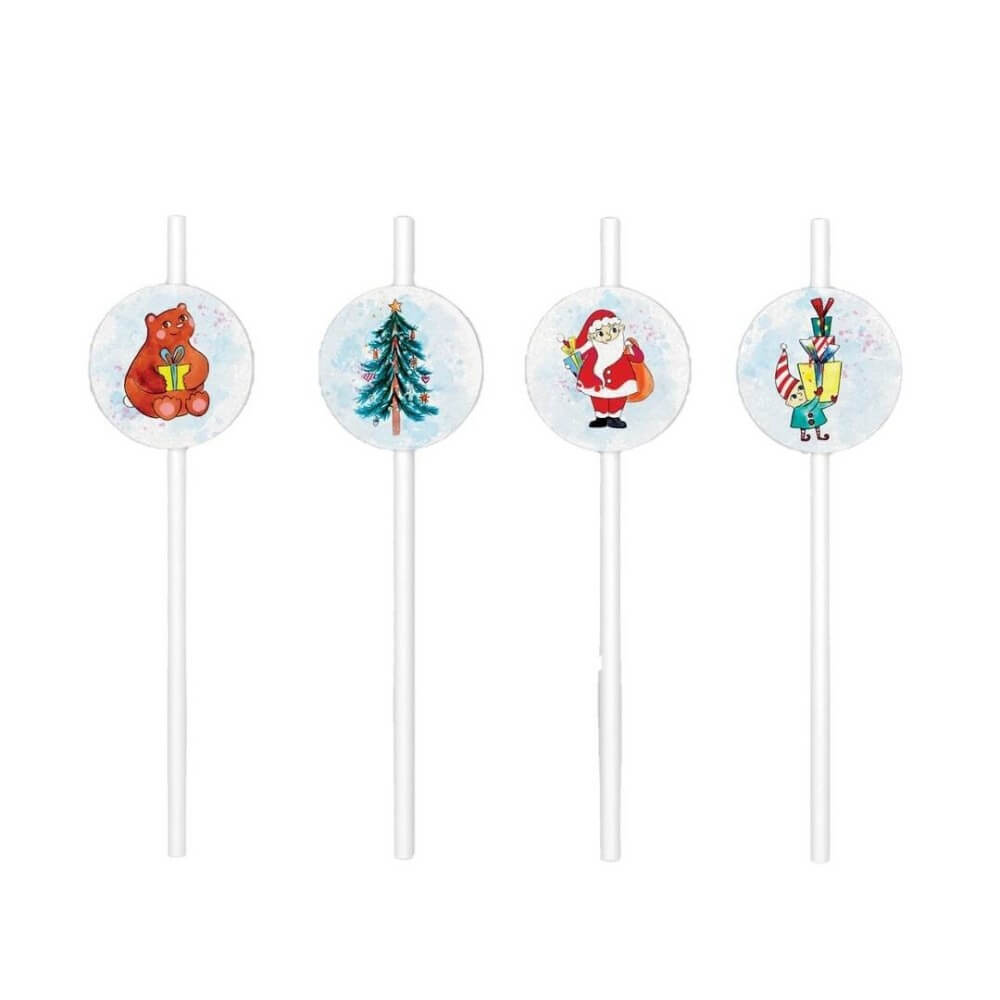 Pailles Noël Lot de 8 Pas Cher | Fiesta Factory