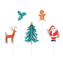 Piques à Gâteau Noël Lot de 5 Pas Cher | Fiesta Factory