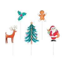 Piques à Gâteau Noël Lot de 5 Pas Cher | Fiesta Factory