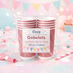 8 Gobelets carton vieux rose 250 ml – Gappy - 142947 - Gobelets en carton
