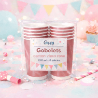 8 Gobelets carton vieux rose 250 ml – Gappy - 142947 - Gobelets en carton
