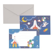 Cartons Invitation Espace Lot de 8 Pas Cher | Fiesta Factory