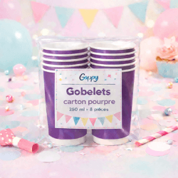 8 Gobelets carton pourpre 250 ml – Gappy - 142938 - Gobelets en carton