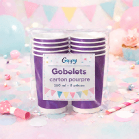 8 Gobelets carton pourpre 250 ml – Gappy - 142938 - Gobelets en carton