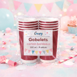 8 Gobelets carton bordeaux 250 ml – Gappy - 142946 - Gobelets en carton