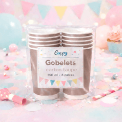 8 Gobelets carton taupe 250 ml – Gappy - 142933 - Gobelets en carton