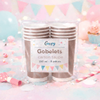 8 Gobelets carton taupe 250 ml – Gappy - 142933 - Gobelets en carton