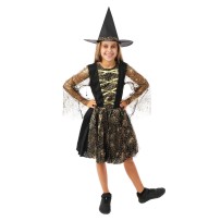 Costume Sorcière Noir & Or Enfant 10/12 Ans – Halloween | Fiesta Factory à petit prix