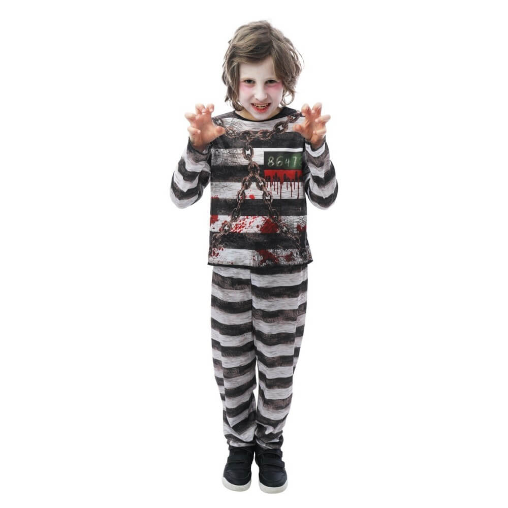 Costume Prisonnier Enfant Noir & Blanc – Déguisement Carnaval | Fiesta Factory à petit prix