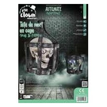 Tête de mort en cage animée sonore et lumineuse 44 cm Halloween | Fiesta Factory