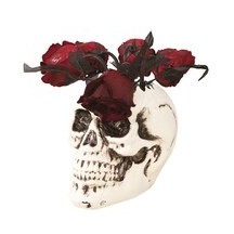 Vase crâne avec roses animé sonore 30 cm décoration Halloween | Fiesta Factory