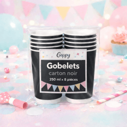 8 Gobelets carton noir 250 ml – Gappy - 142930 - Gobelets en carton