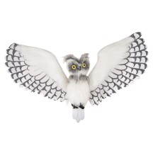 Chouette en plumes animée sonore lumineuse 100 cm décoration Halloween | Fiesta Factory