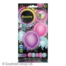 Ballons LED en latex Illooms bleu mauve rose pas cher | Fiesta Factory