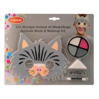 Kit de maquillage fard gras avec masque enfant Chat pas cher | Fiesta Factory