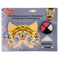 Kit de maquillage fard gras avec masque enfant Tigre pas cher | Fiesta Factory