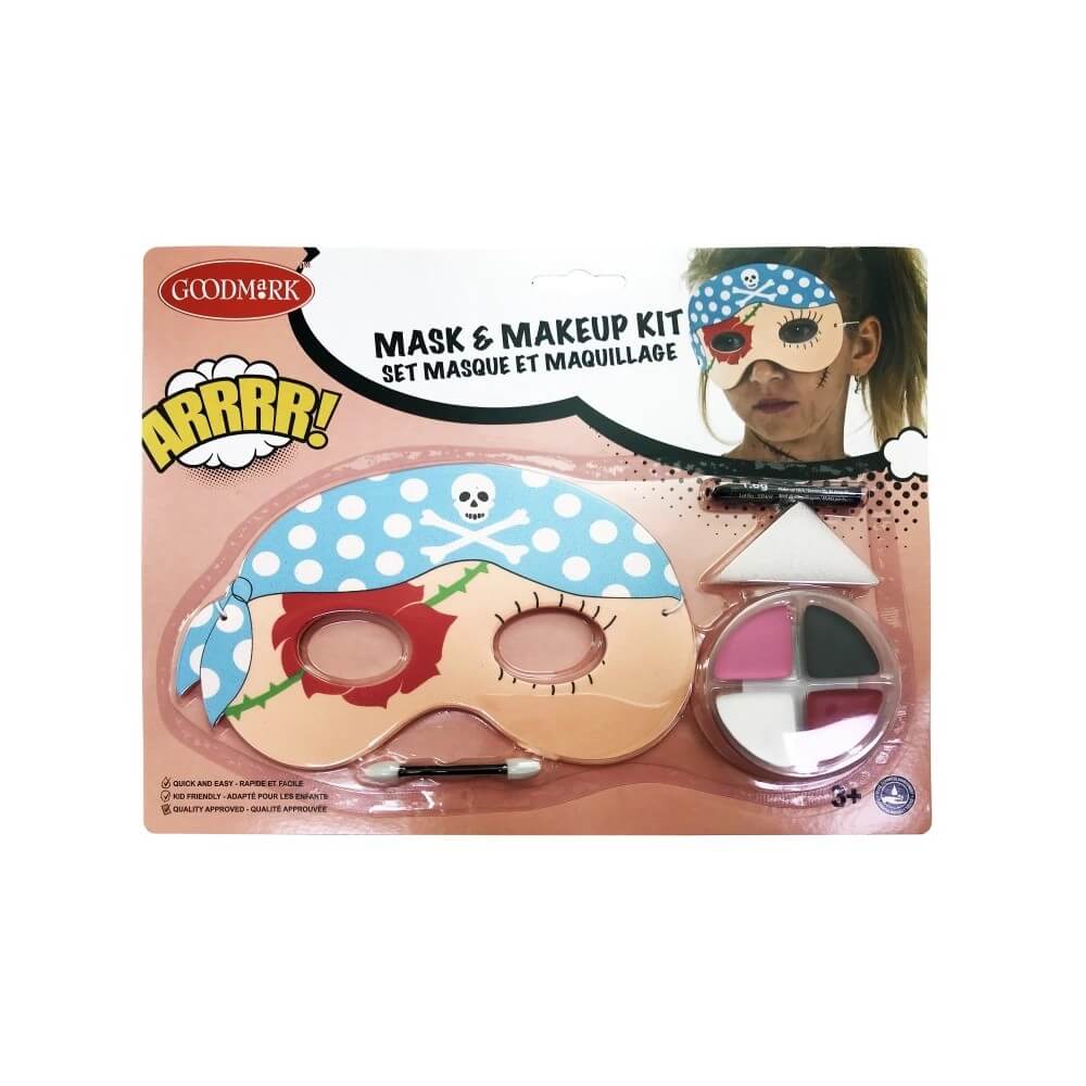 Kit de maquillage fard gras avec masque enfant Pirate - 02005591-NF - Masques