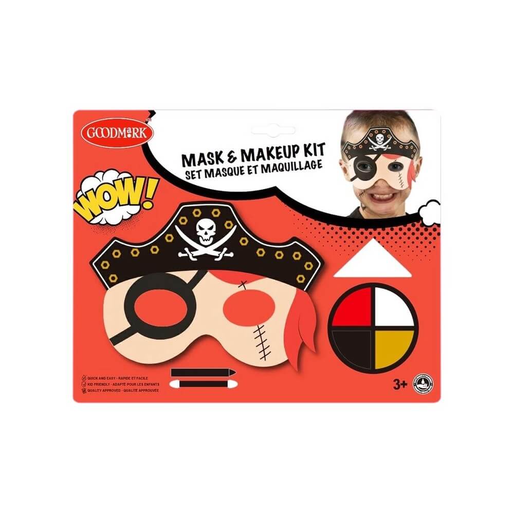 Kit de maquillage fard gras avec masque enfant Pirate - 02005592-NF - Masques