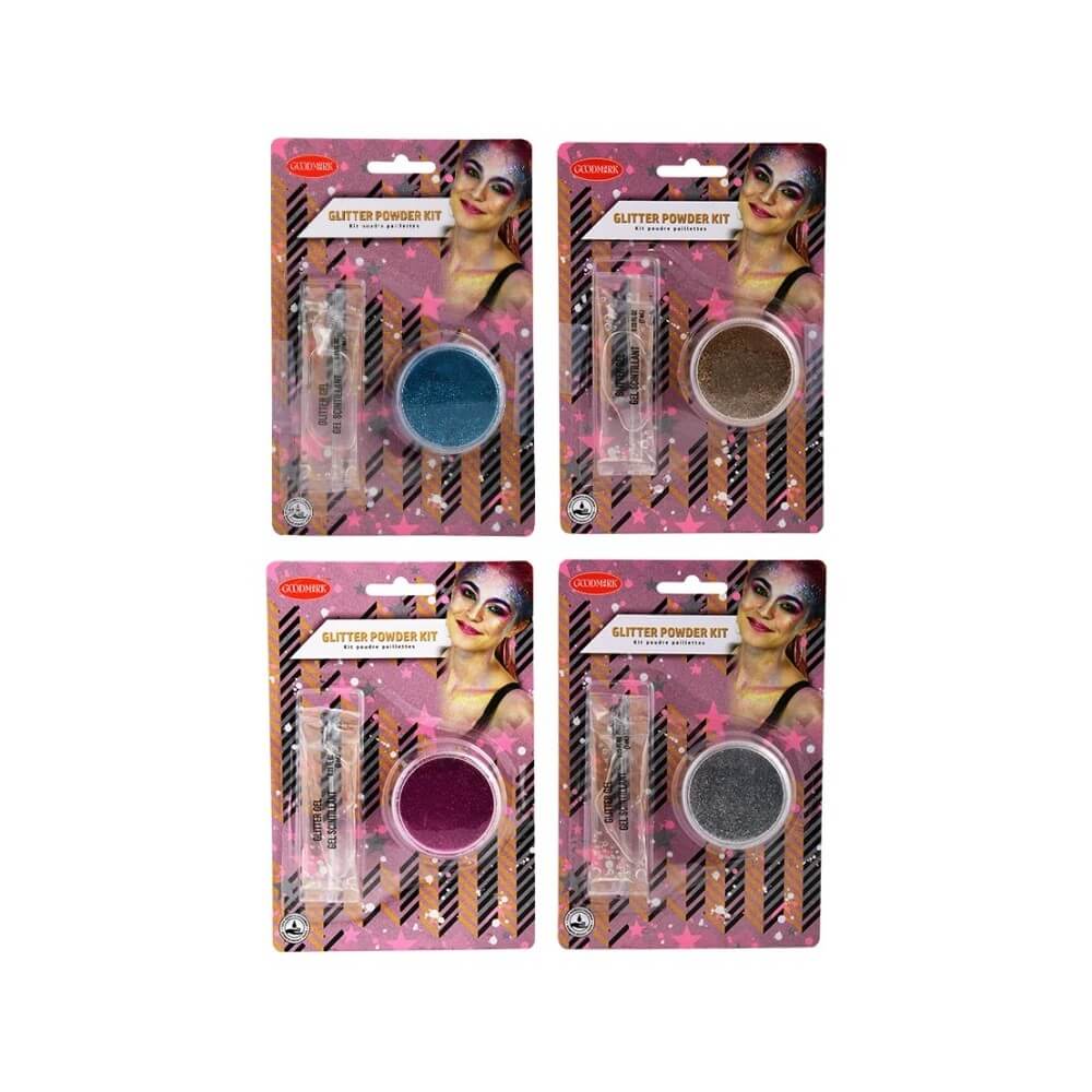 Pots de poudre et de gel scintillants 4 assortiments pas cher | Fiesta Factory
