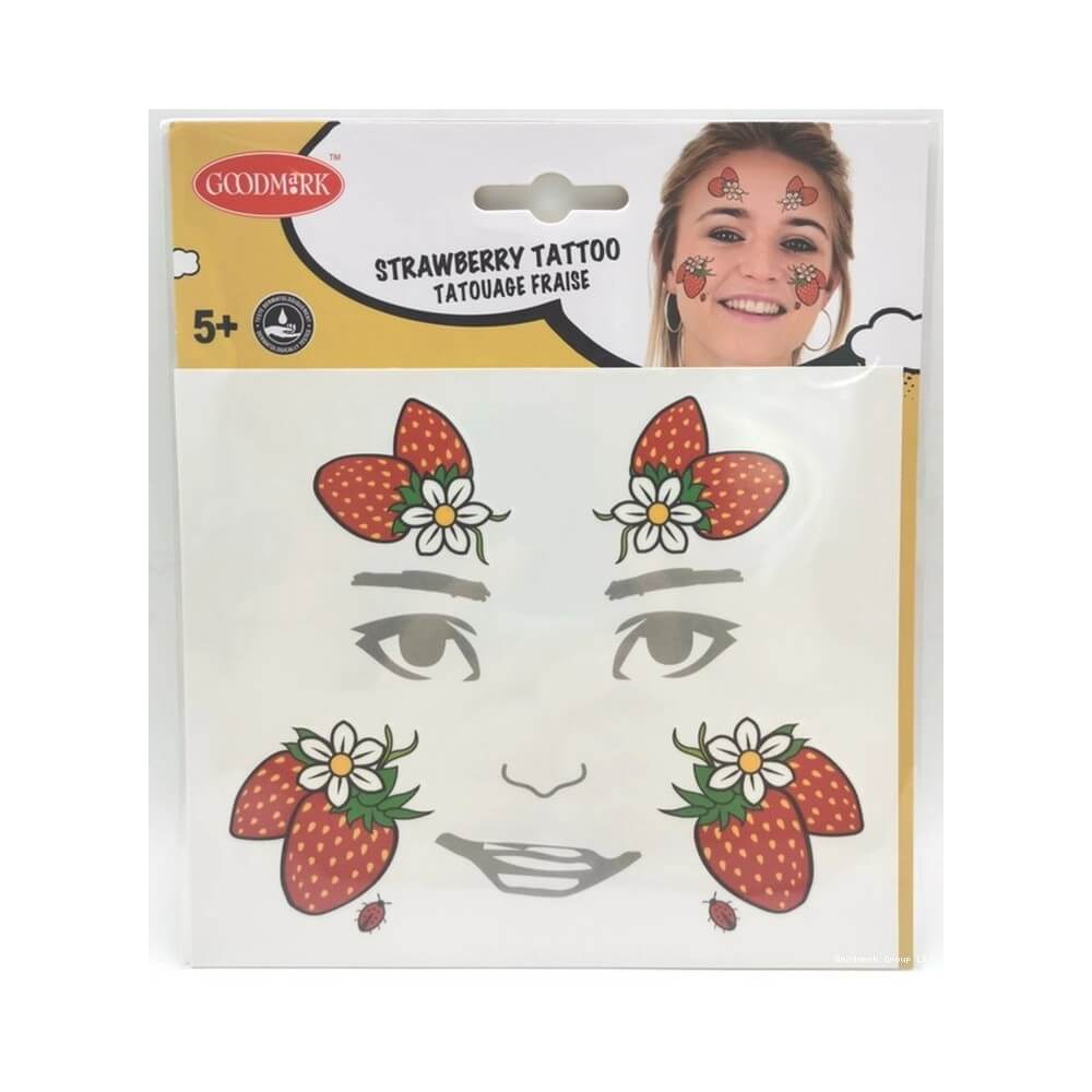 Tatouages visage Fraise pas cher | Fiesta Factory