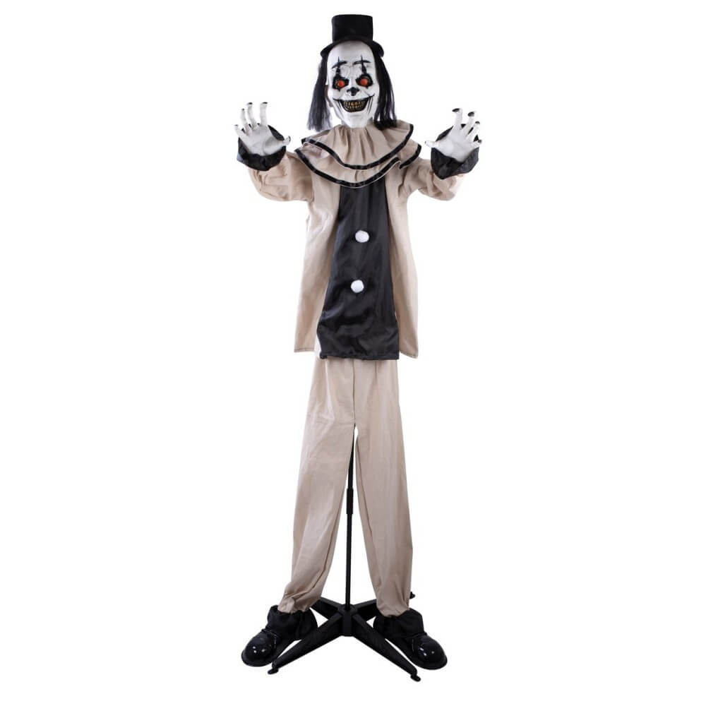Clown animé sonore lumineux sur pied 160 cm décoration Halloween | Fiesta Factory