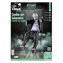 Zombie animé sur balançoire à suspendre 80 cm sonore lumineux | Fiesta Factory