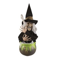 Sorcière animée avec chaudron sonore lumineux 40 cm Halloween | Fiesta Factory