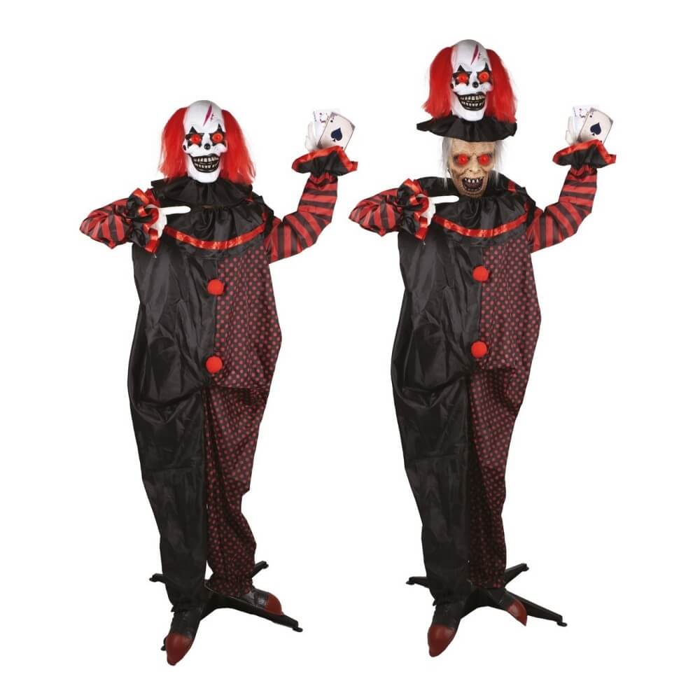 Automate clown double tête animé sonore lumineux 180 cm | Fiesta Factory