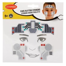 Autocollant Visage Pailleté Robot pour Enfants pas cher | Fiesta Factory à petit prix