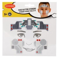 Autocollant Visage Pailleté Robot pour Enfants pas cher | Fiesta Factory à petit prix