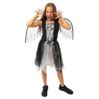 Costume ange déchu noir gris fille plusieurs tailles | Fiesta Factory