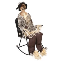 Épouvantail animé Halloween chaise à bascule lumineux sonore 120 cm