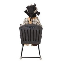 Épouvantail animé Halloween chaise à bascule lumineux sonore 120 cm