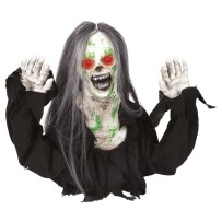 Zombie rampant animé lumineux sonore décoration Halloween 35 cm
