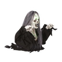 Zombie rampant animé lumineux sonore décoration Halloween 35 cm