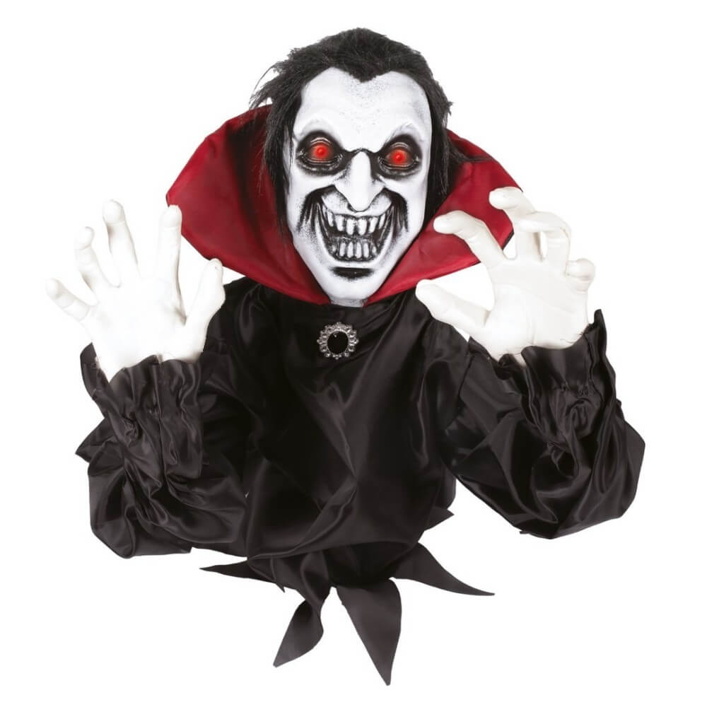 Vampire bondissant animé lumineux sonore décoration Halloween 40 cm