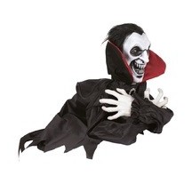 Vampire bondissant animé lumineux sonore décoration Halloween 40 cm