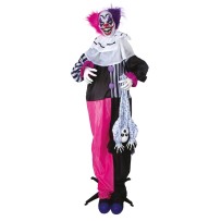 Clown animé Halloween lumineux sonore sur pied 170 cm
