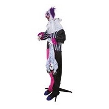 Clown animé Halloween lumineux sonore sur pied 170 cm