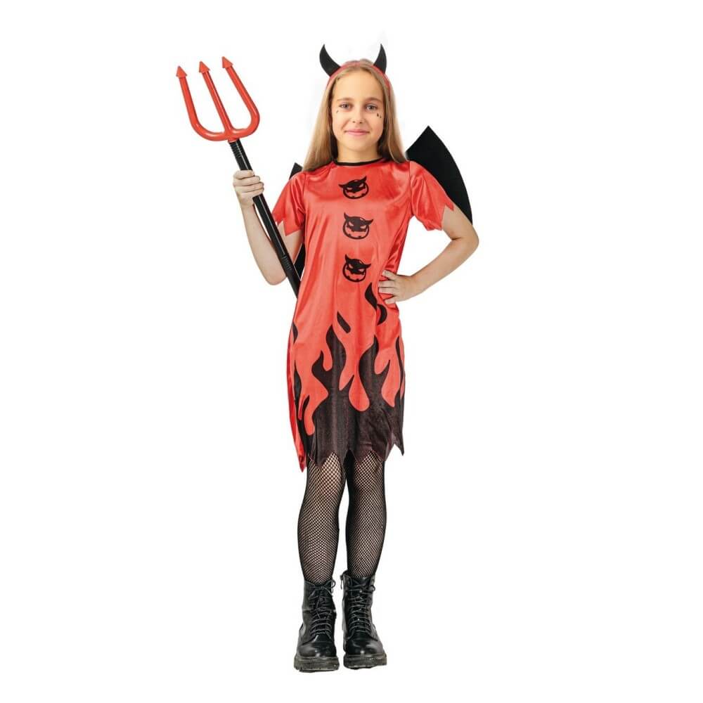 Costume diablesse rouge noir fille plusieurs tailles | Fiesta Factory
