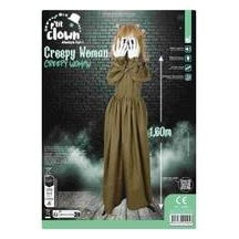 Creepy Woman animée Halloween lumineux sonore sur pied 160 cm