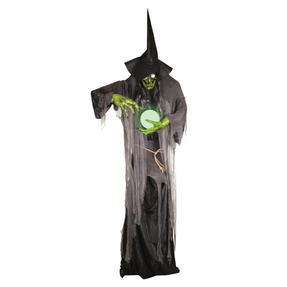 Sorcière XXL animée Halloween lumineuse sonore 305 cm