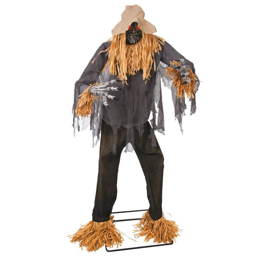 Épouvantail animé Halloween lumineux sonore sur socle 180 cm