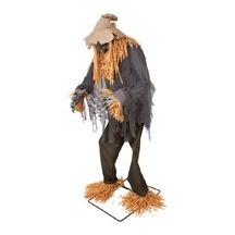 Épouvantail animé Halloween lumineux sonore sur socle 180 cm